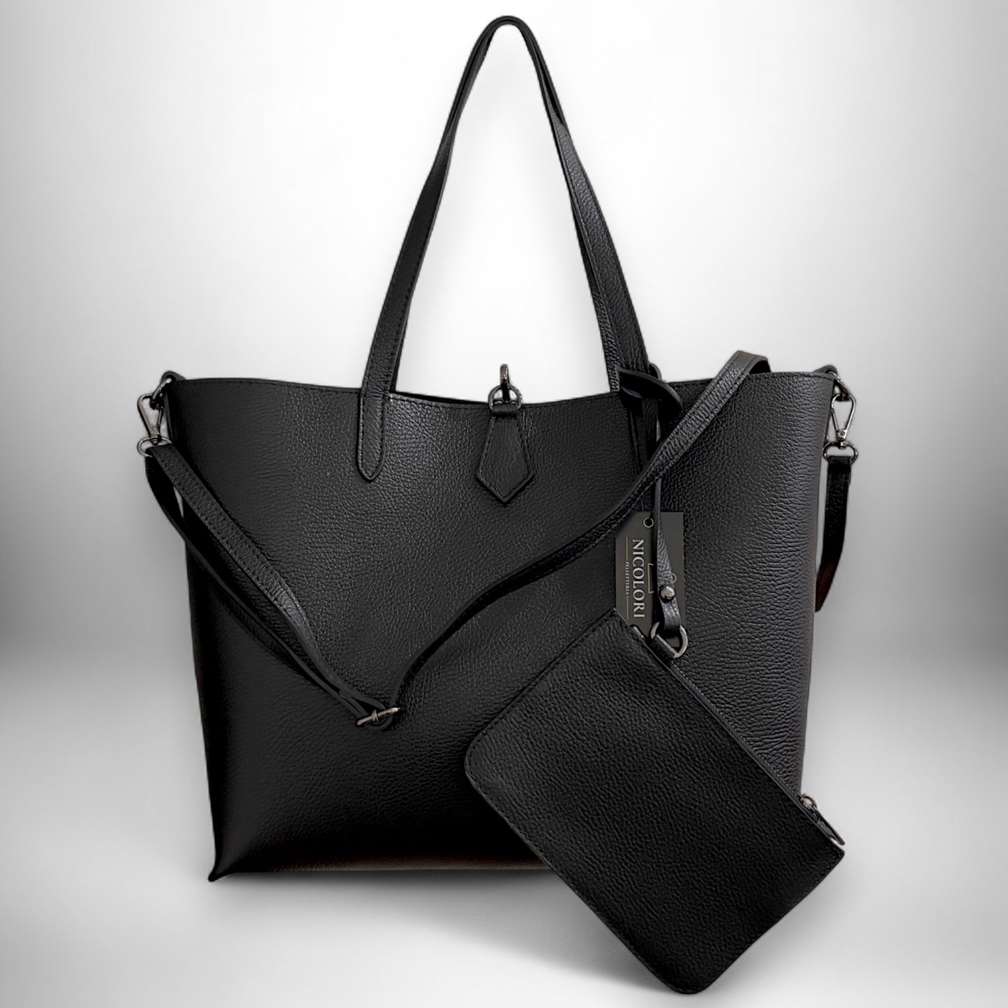 GINEVRA - shopper con doppi manici e tracolla
