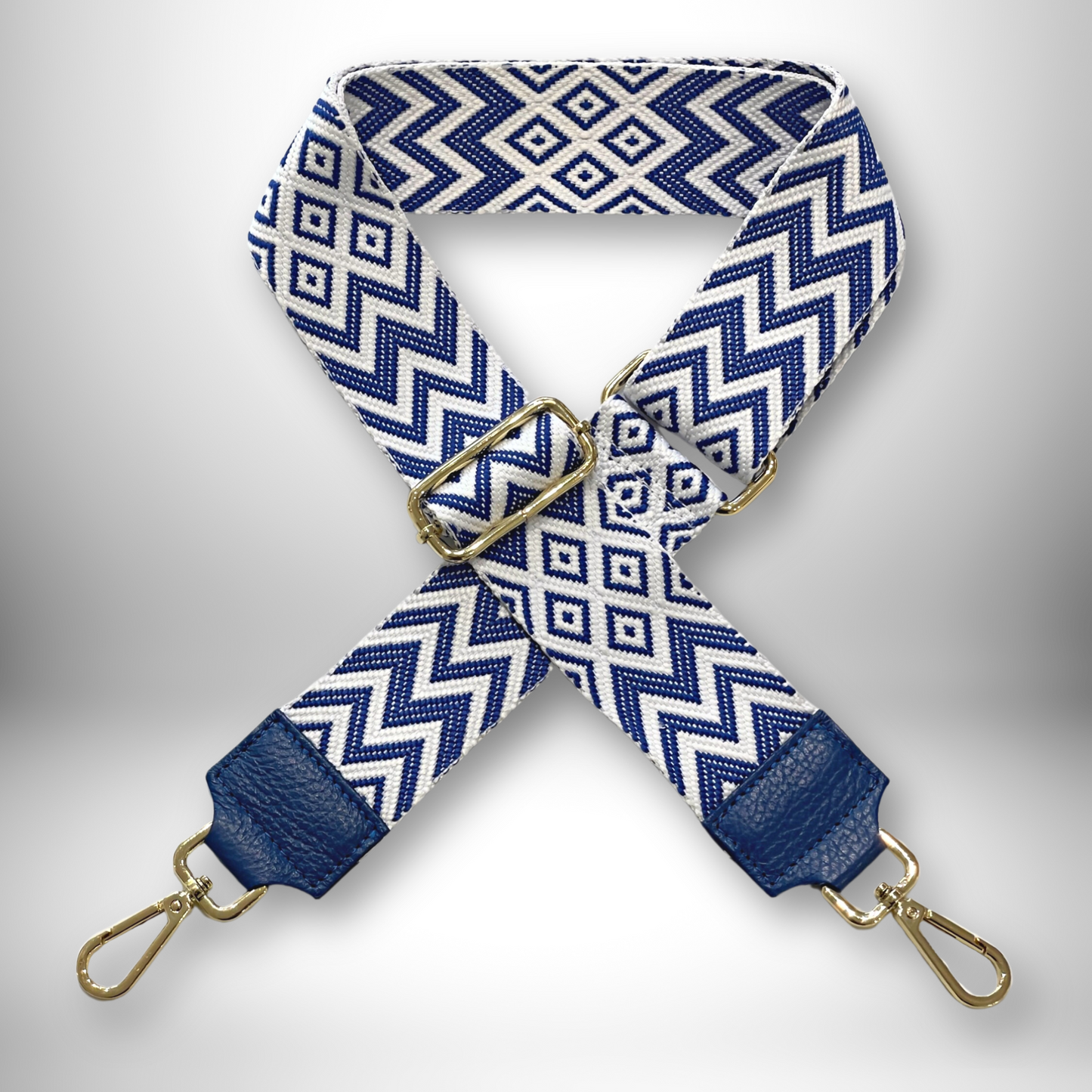 TRACOLLA PER BORSA MOTIVO FANTASIA BLU/BIANCO