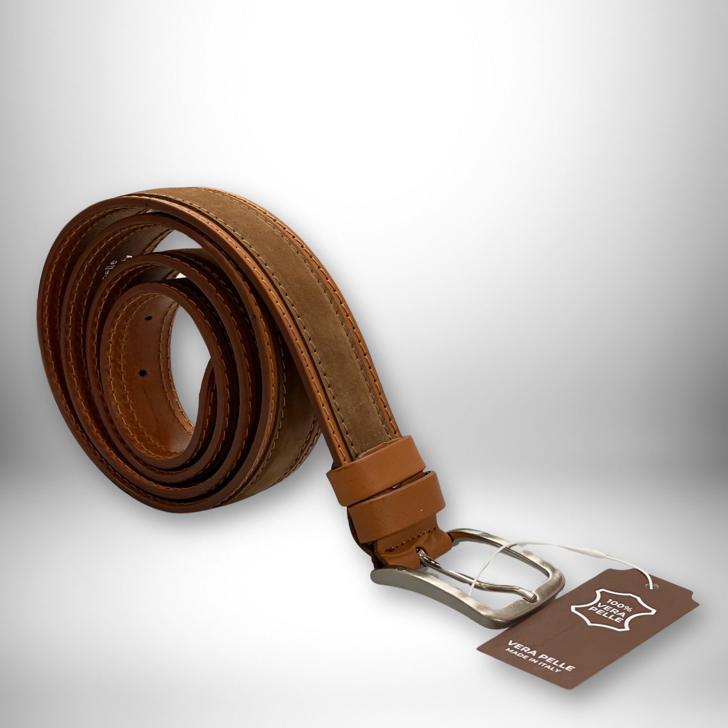 CINTURA PELLE UOMO SCAMOSCIATA MARRONE 125 CM