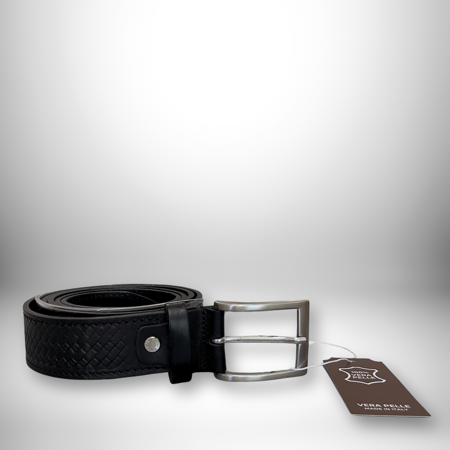 CINTURA PELLE UOMO CON TEXTURE INTRECCIATA NERO