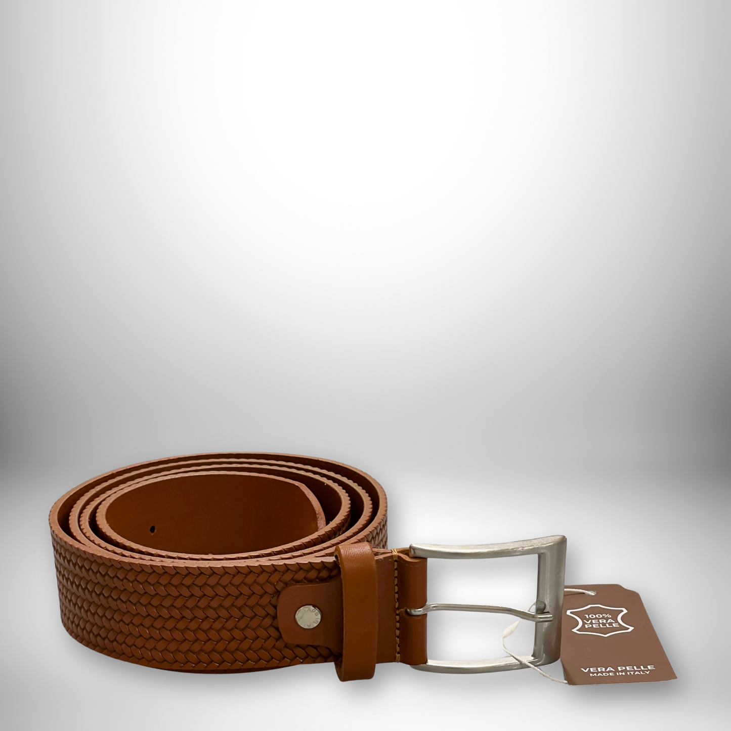 CINTURA PELLE UOMO CON TEXTURE INTRECCIATA MARRONE