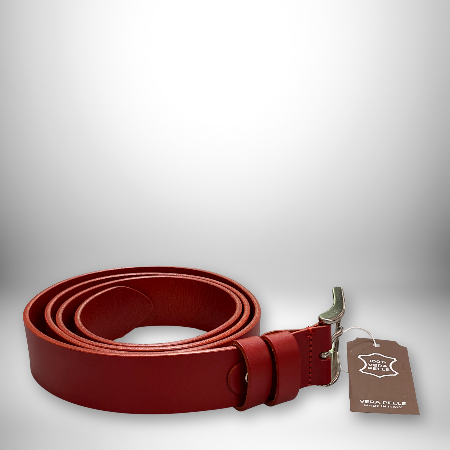 CINTURA PELLE UOMO ROSSO OPACO 125 CM