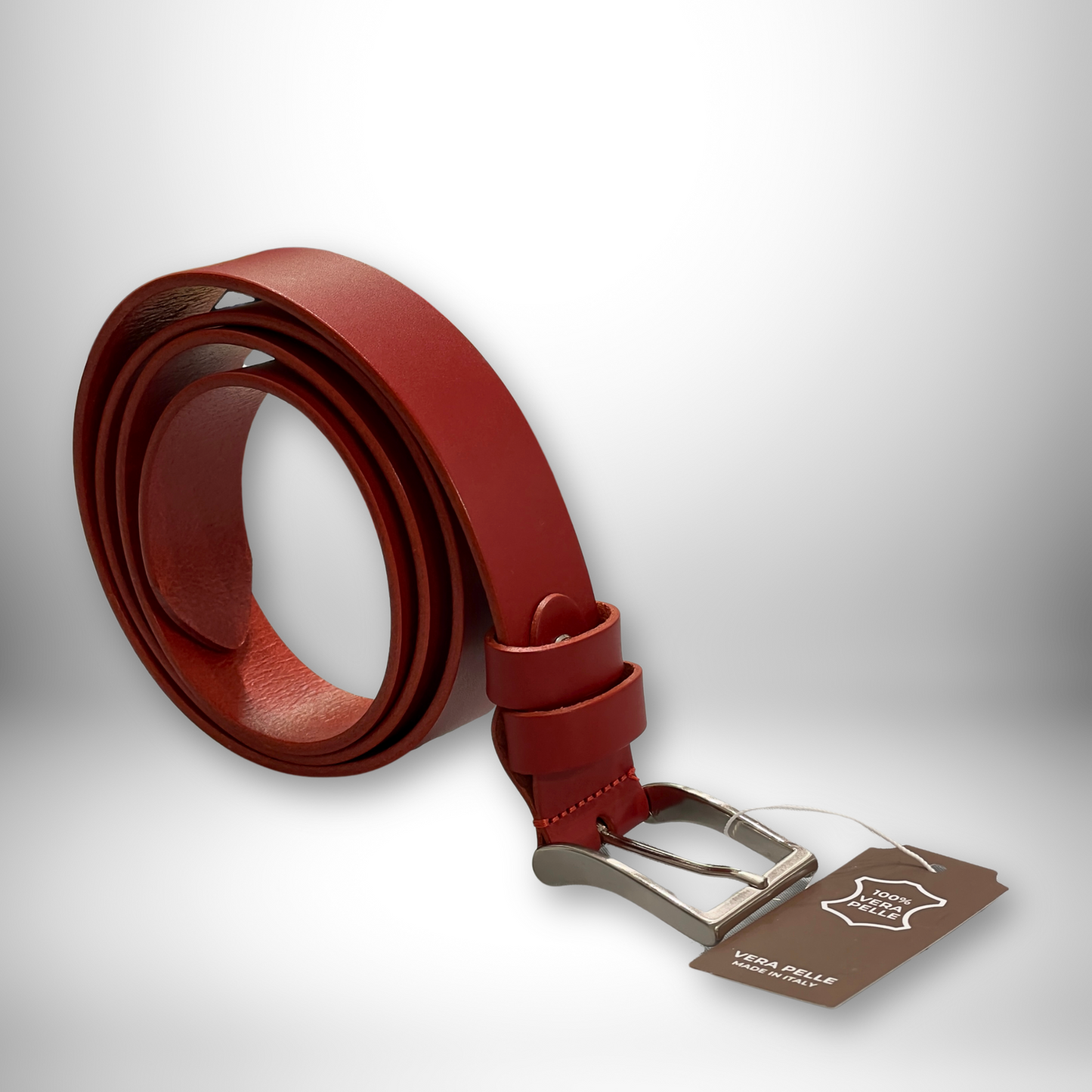 CINTURA PELLE UOMO ROSSO OPACO 125 CM