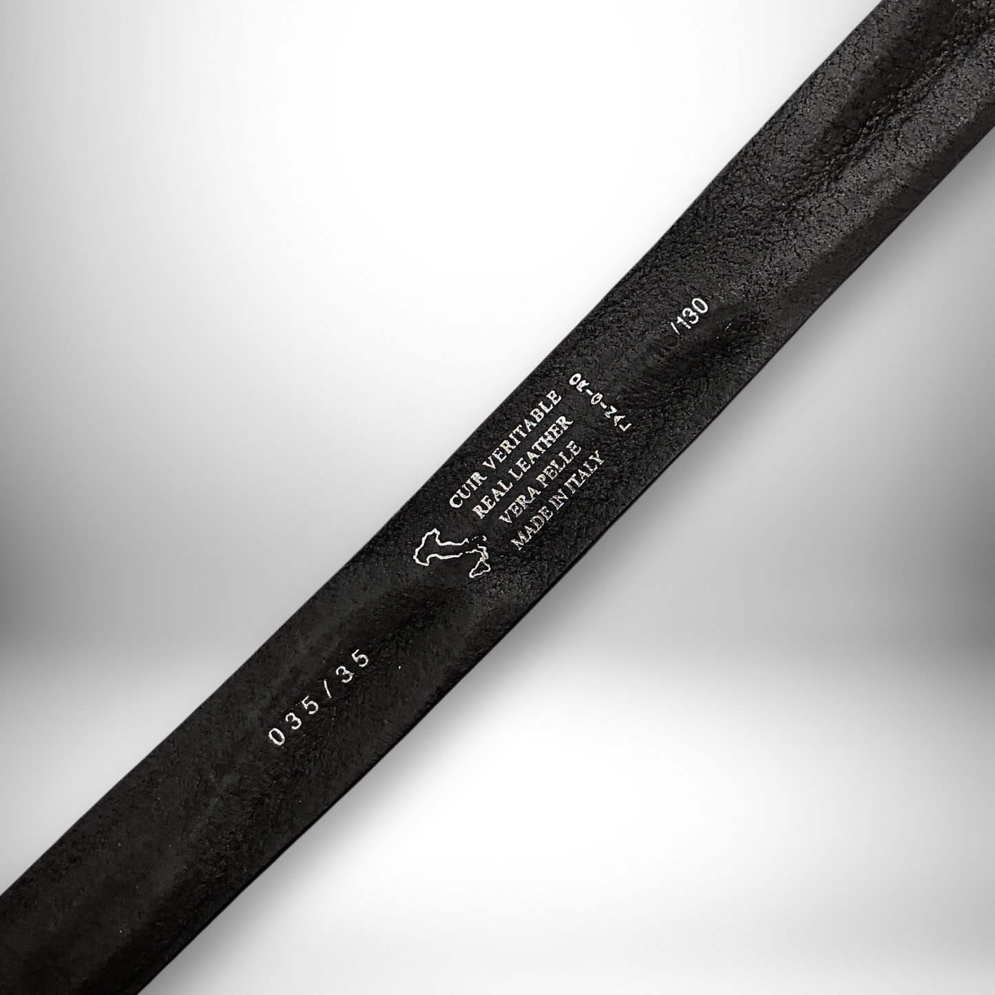 CINTURA PELLE UOMO STILE RILIEVO NERO LUCIDO 130 CM