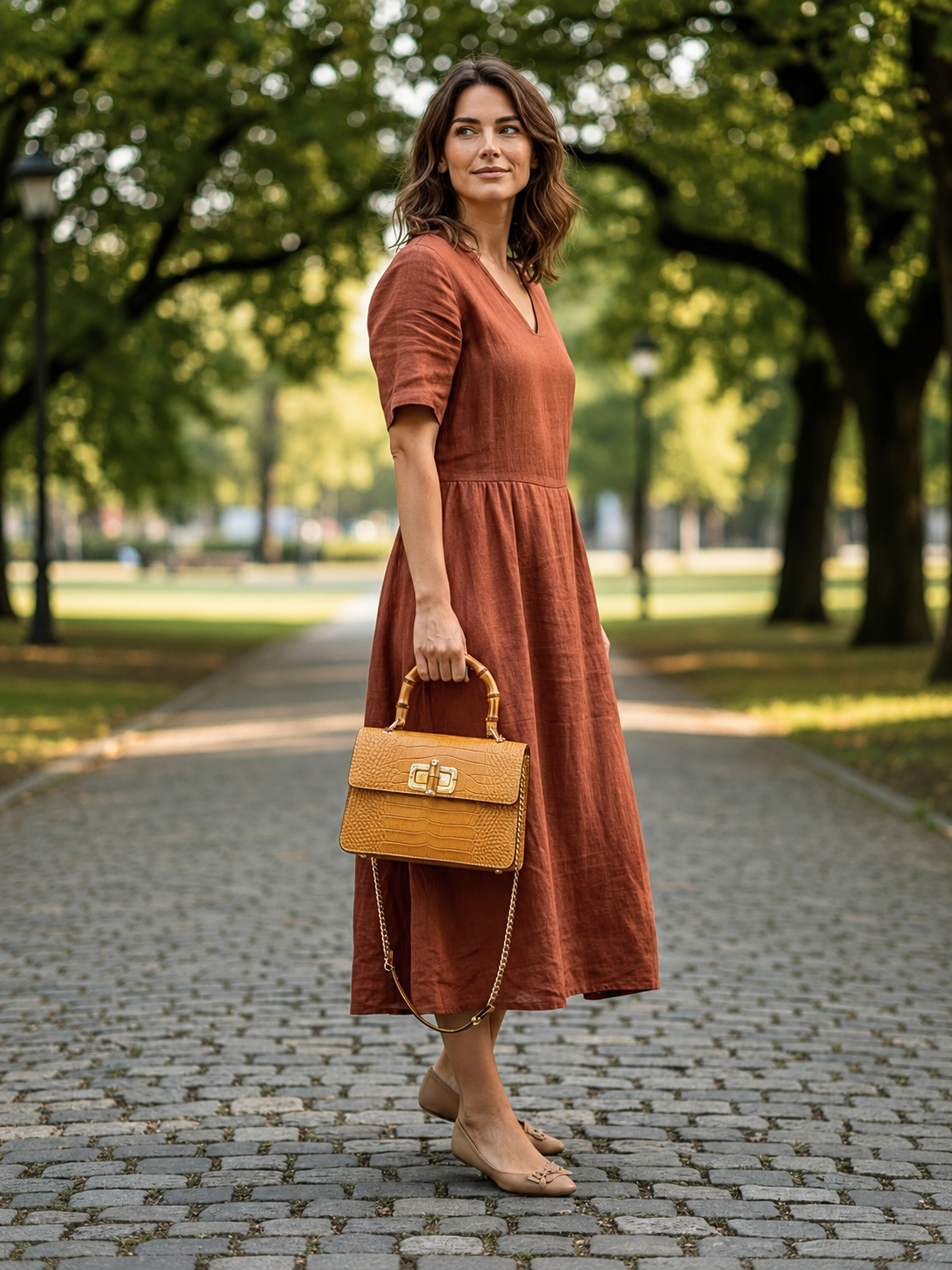 ALBA BAMBOO - Borsa a Mano con Tracolla